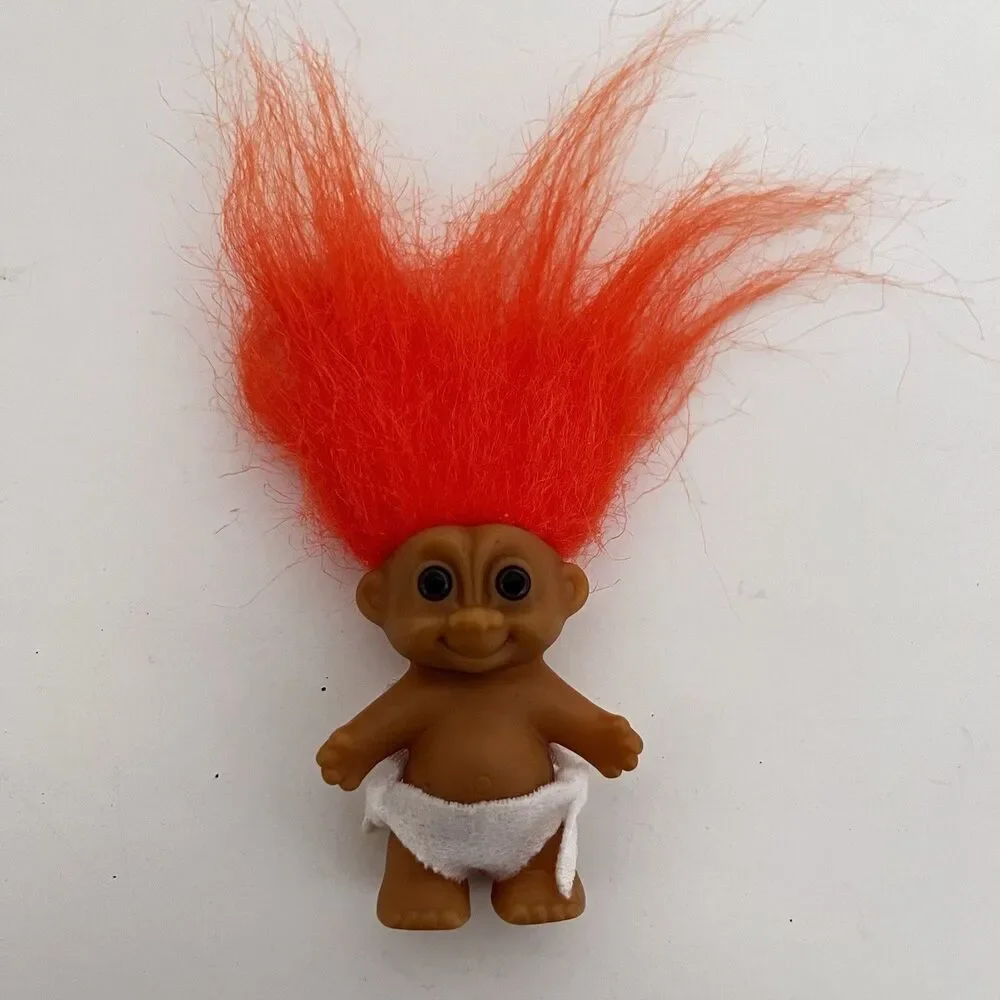 Vintage Russ Baby Trolls in Diapers Lot of 2 Orange Pink Hair 2